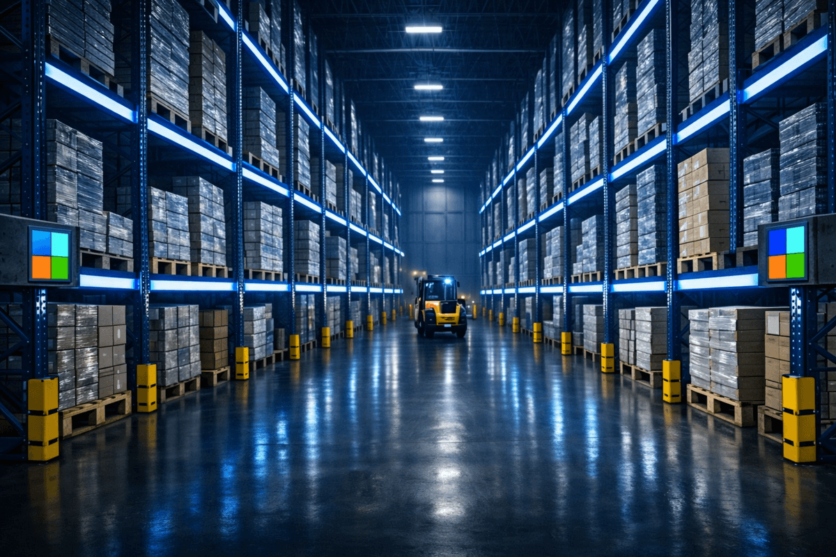 XMarkers visible on warehouse rack aisle